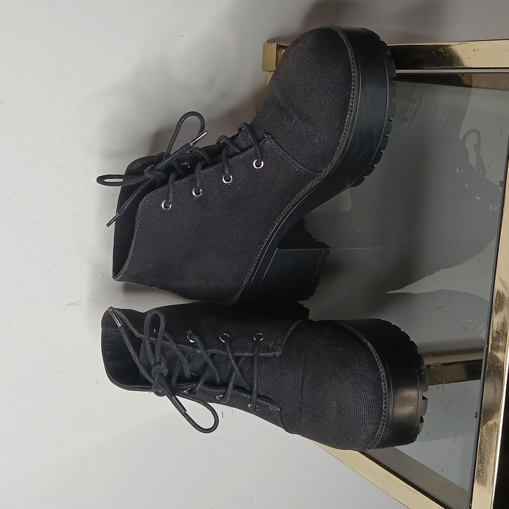 Divided black chunky heeled ankle boots size 38 (7.5)